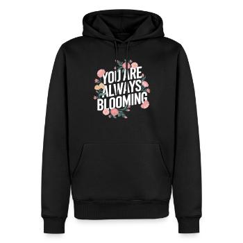 Du Blühst Immer Mit Blumenmotiv - Männer Premium Bio Hoodie - Schwarz - Vorne - Nico (187cm)