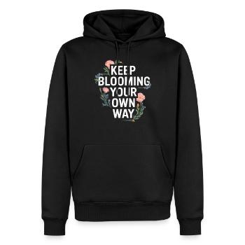 Keep Blooming Your Own Way Florales Motiv - Männer Premium Bio Hoodie - Schwarz - Vorne - Nico (187cm)