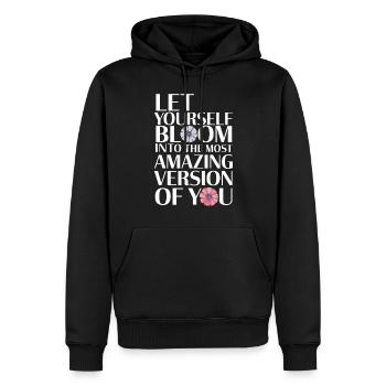 Erblühe In Die Beste Version Deiner Selbst - Männer Premium Bio Hoodie - Schwarz - Vorne - Nico (187cm)