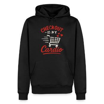 Le chariot rapide compétitif Food Shopper - Sweat à capuche Premium bio Homme - noir - Devant - Nico (187cm)