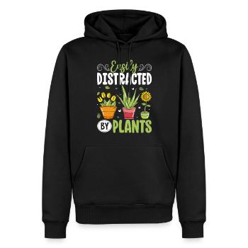Facilement distrait par les plantes - Sweat à capuche Premium bio Homme - noir - Devant - Nico (187cm)