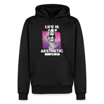 Vaporwave Rétro Esthétique Vintage des années 80 - Sweat à capuche Premium bio Homme - noir - Devant - Nico (187cm)