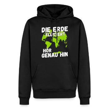 die erde fluestert hoer genau hin klimaschutz - Männer Premium Bio Hoodie - Schwarz - Vorne - Nico (187cm)