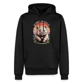 Die Würfel sind gefallen – Wombat - Männer Premium Bio Hoodie - Schwarz - Vorne - Nico (187cm)