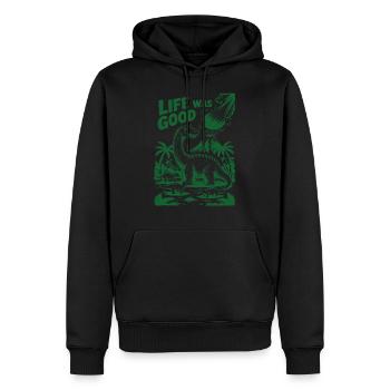 La vie était belle – Le dernier regard des dinosaures - Sweat à capuche Premium bio Homme - noir - Devant - Nico (187cm)