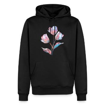 Tulpe - Männer Premium Bio Hoodie - Schwarz - Vorne - Nico (187cm)