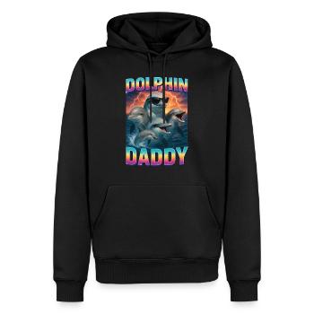 Delphin Papa - Männer Premium Bio Hoodie - Schwarz - Vorne - Nico (187cm)