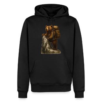 Randonnée avec les grizzlis - Sweat à capuche Premium bio Homme - noir - Devant - Nico (187cm)