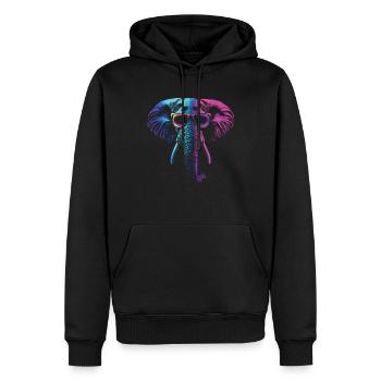 Éléphant avec des lunettes de soleil de couleur arc-en-ciel - Sweat à capuche Premium bio Homme - noir - Devant - Nico (187cm)