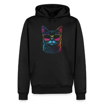 Chats avec des lunettes de soleil - Sweat à capuche Premium bio Homme - noir - Devant - Nico (187cm)