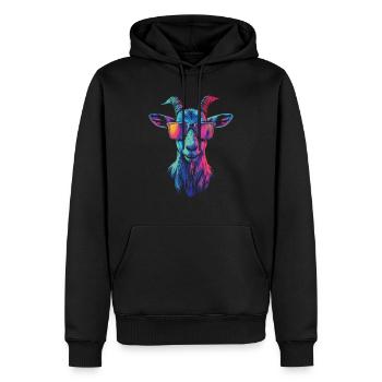Coole Regenbogen Ziege mit Sonnenbrille - Männer Premium Bio Hoodie - Schwarz - Vorne - Nico (187cm)