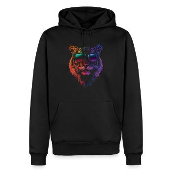 Tiger bunt Sonnebrille - Männer Premium Bio Hoodie - Schwarz - Vorne - Nico (187cm)