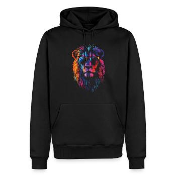 Lion avec des lunettes de soleil de couleur arc-en-ciel - Sweat à capuche Premium bio Homme - noir - Devant - Nico (187cm)