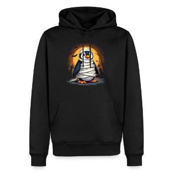 Mummy Penguin – Creeeeep‑flap! - Men’s Premium Organic Hoodie - black - Front - Nico (187cm)