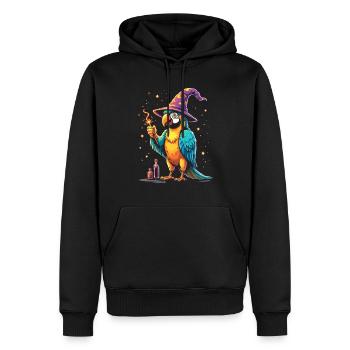 Wizard Parrot Squaaawk Abracadabra! Halloween Bird - Men’s Premium Organic Hoodie - black - Front - Nico (187cm)