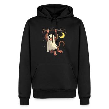 Singe fantôme Halloween Animal mignon - Sweat à capuche Premium bio Homme - noir - Devant - Nico (187cm)