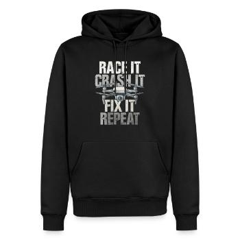 Drone - Männer Premium Bio Hoodie - Schwarz - Vorne - Nico (187cm)