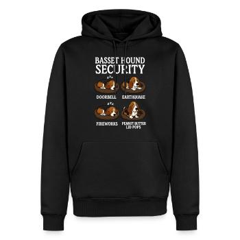 Basset Hound - Sweat à capuche Premium bio Homme - noir - Devant - Nico (187cm)
