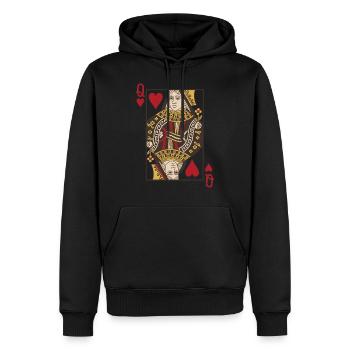 Cartes Coeur Queen Skat Poker Doppelkopf - Sweat à capuche Premium bio Homme - noir - Devant - Nico (187cm)