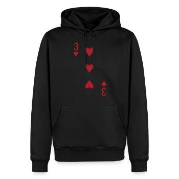 Cartes Coeur Trois Skat Poker Double Tête - Sweat à capuche Premium bio Homme - noir - Devant - Nico (187cm)