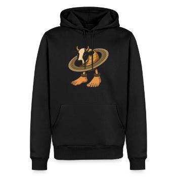Brainrot La Vaca Saturno Saturnita – Mème drôle - Sweat à capuche Premium bio Homme - noir - Devant - Nico (187cm)