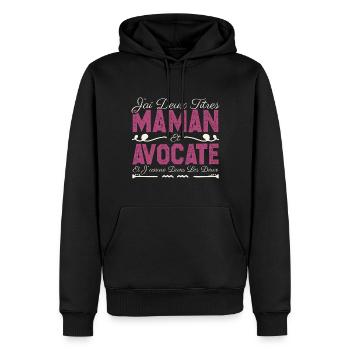 J'ai deux titres maman et Avocate. Cadeau Maman - Sweat à capuche Premium bio Homme - noir - Devant - Nico (187cm)