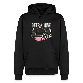 Deep House Music Girl Disc Jockey - Sweat à capuche Premium bio Homme - noir - Devant - Nico (187cm)