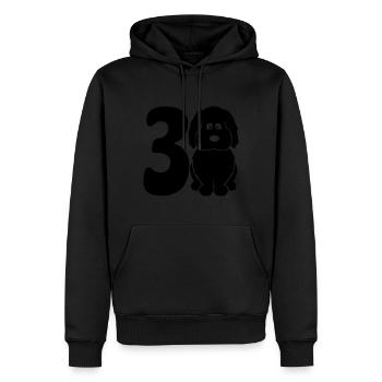 30 years (and) happy with a dog - Men’s Premium Organic Hoodie - black - Front - Nico (187cm)