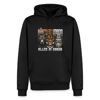 Bärtigermann Bär Tiger Mann Geschenk Bart Sprüche - Männer Premium Bio Hoodie - Schwarz - Vorne - Nico (187cm)