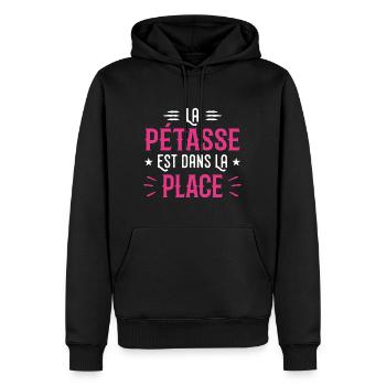 Das ist im Ort - Männer Premium Bio Hoodie - Schwarz - Vorne - Nico (187cm)