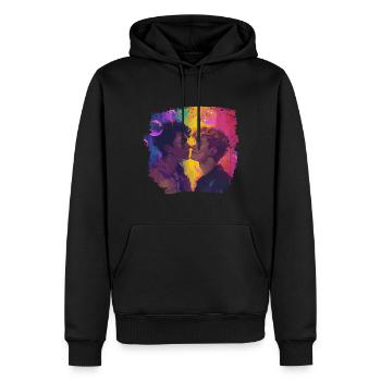 Boy meets Boy - Pride and Strong - LGBTQIA+ - Männer Premium Bio Hoodie - Schwarz - Vorne - Nico (187cm)