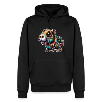 Capybara Zombie Monstre - Sweat à capuche Premium bio Homme - noir - Devant - Nico (187cm)