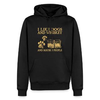 Ich mag Hunde und Whiskey und vielleicht 3 Leute - Männer Premium Bio Hoodie - Schwarz - Vorne - Nico (187cm)
