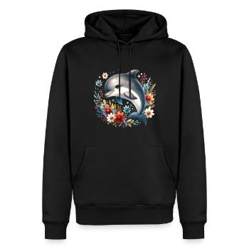 Delfin - Männer Premium Bio Hoodie - Schwarz - Vorne - Nico (187cm)