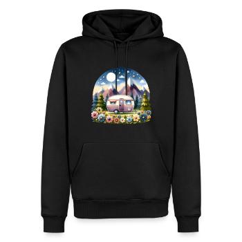 Camping camping-car caravane - Sweat à capuche Premium bio Homme - noir - Devant - Nico (187cm)