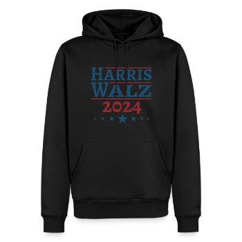 Harris Walz 2024 - Männer Premium Bio Hoodie - Schwarz - Vorne - Nico (187cm)