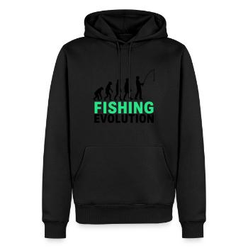 Évolution de la pêche Pêcheur Nature - Sweat à capuche Premium bio Homme - noir - Devant - Nico (187cm)