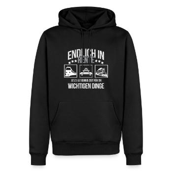 Rentner Modelleisenbahn Ruhestand genießen Rente - Männer Premium Bio Hoodie - Schwarz - Vorne - Nico (187cm)