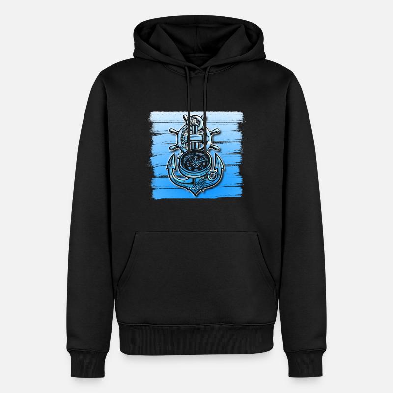 Anchor Design Ship Bateau Maritime Maritime - Sweat à capuche Premium bio Homme - noir