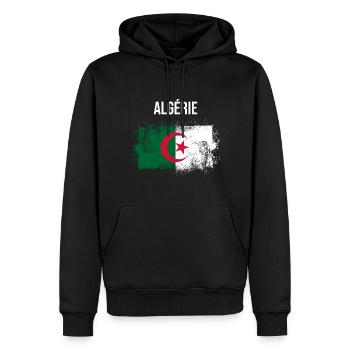 Algérie - Sweat à capuche Premium bio Homme - noir - Devant - Nico (187cm)