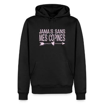 Jamais sans mes copines. Cadeau copine. - Sweat à capuche Premium bio Homme - noir - Devant - Nico (187cm)