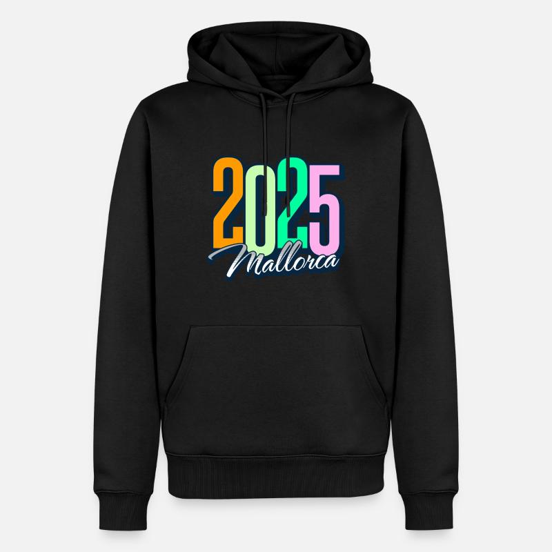 2025 Majorque - Sweat à capuche Premium bio Homme - noir