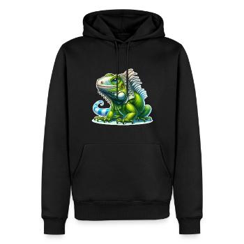 Leguan - Männer Premium Bio Hoodie - Schwarz - Vorne - Nico (187cm)