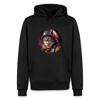Feuerwehr Katzen - Männer Premium Bio Hoodie - Schwarz - Vorne - Nico (187cm)