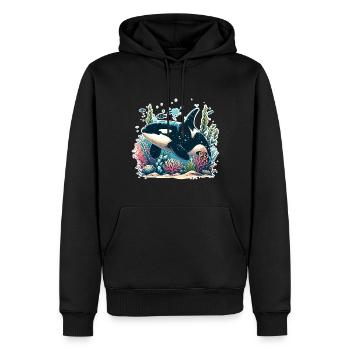 Orque Épaulard - Sweat à capuche Premium bio Homme - noir - Devant - Nico (187cm)