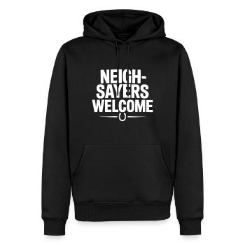 Les voisins sont les bienvenus - Sweat à capuche Premium bio Homme - noir - Devant - Nico (187cm)