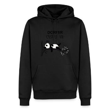 Dormir c'est la vie humour panda sommeil - Sweat à capuche Premium bio Homme - noir - Devant - Nico (187cm)
