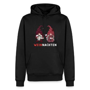 Weihnachten - Weihnachtswichtel mit Wein - Männer Premium Bio Hoodie - Schwarz - Vorne - Nico (187cm)