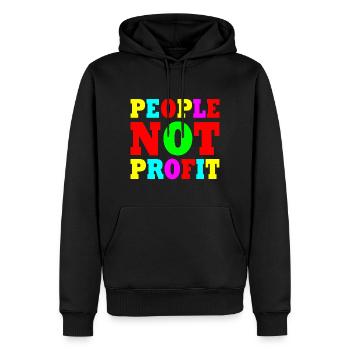 People not profit - Männer Premium Bio Hoodie - Schwarz - Vorne - Nico (187cm)