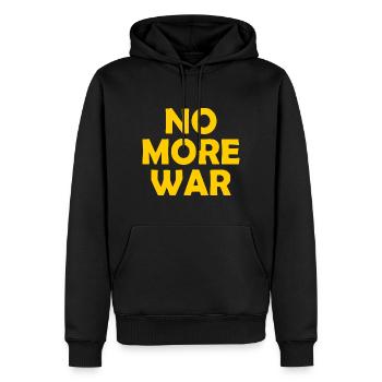 No more war - Männer Premium Bio Hoodie - Schwarz - Vorne - Nico (187cm)
